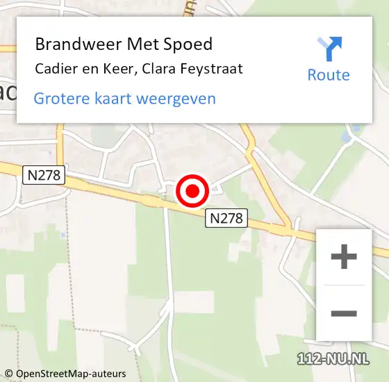 Locatie op kaart van de 112 melding: Brandweer Met Spoed Naar Cadier en Keer, Clara Feystraat op 8 december 2023 09:05