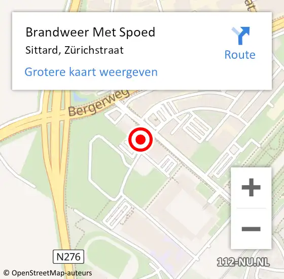Locatie op kaart van de 112 melding: Brandweer Met Spoed Naar Sittard, Zürichstraat op 8 december 2023 09:06