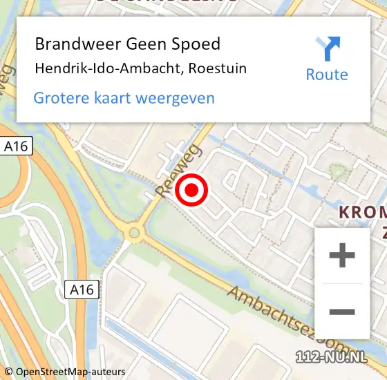 Locatie op kaart van de 112 melding: Brandweer Geen Spoed Naar Hendrik-Ido-Ambacht, Roestuin op 8 december 2023 09:10