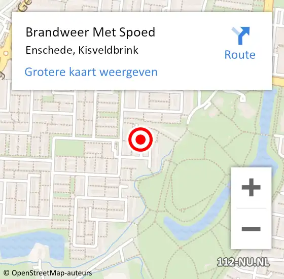 Locatie op kaart van de 112 melding: Brandweer Met Spoed Naar Enschede, Kisveldbrink op 8 december 2023 09:13