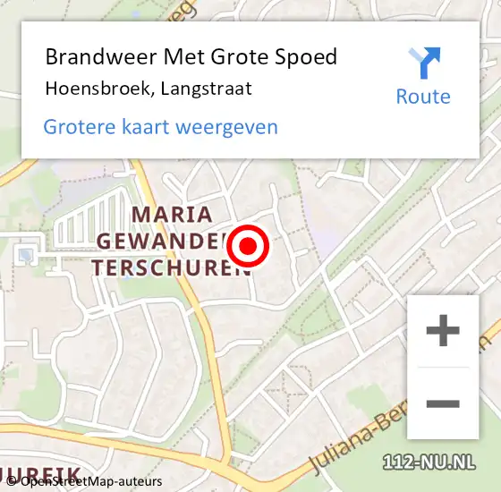 Locatie op kaart van de 112 melding: Brandweer Met Grote Spoed Naar Hoensbroek, Langstraat op 8 december 2023 10:06