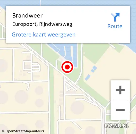 Locatie op kaart van de 112 melding: Brandweer Europoort, Rijndwarsweg op 8 december 2023 10:07