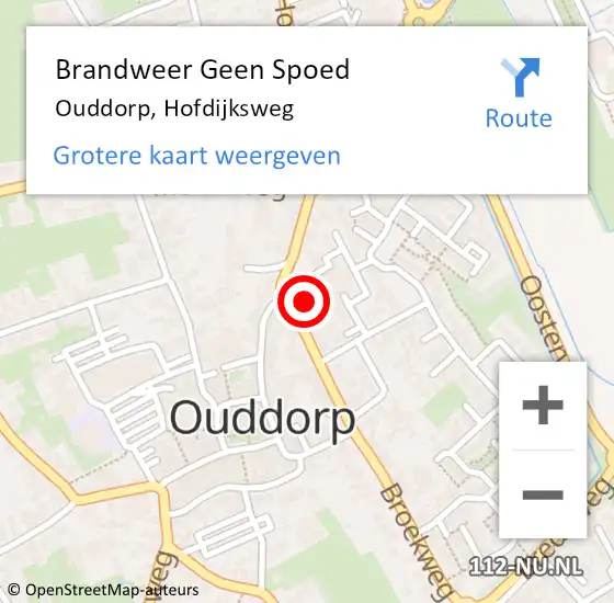Locatie op kaart van de 112 melding: Brandweer Geen Spoed Naar Ouddorp, Hofdijksweg op 8 december 2023 10:13