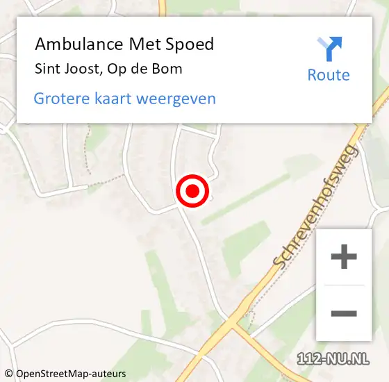 Locatie op kaart van de 112 melding: Ambulance Met Spoed Naar Sint Joost, Op de Bom op 8 december 2023 10:14