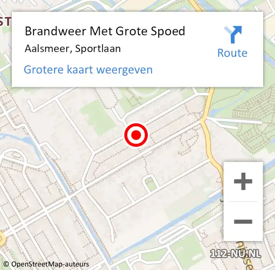 Locatie op kaart van de 112 melding: Brandweer Met Grote Spoed Naar Aalsmeer, Sportlaan op 8 december 2023 10:26