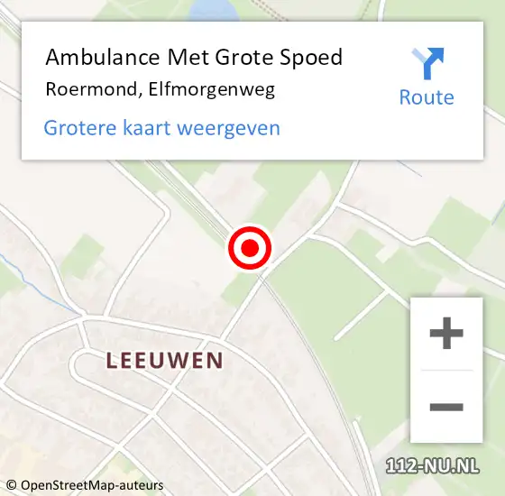 Locatie op kaart van de 112 melding: Ambulance Met Grote Spoed Naar Roermond, Elfmorgenweg op 8 december 2023 10:31