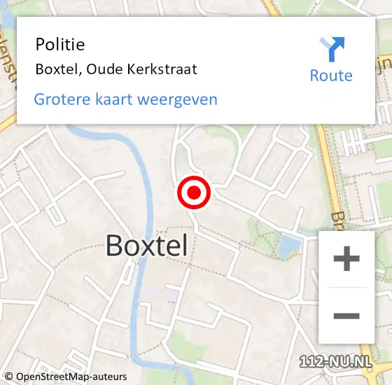 Locatie op kaart van de 112 melding: Politie Boxtel, Oude Kerkstraat op 8 december 2023 10:42