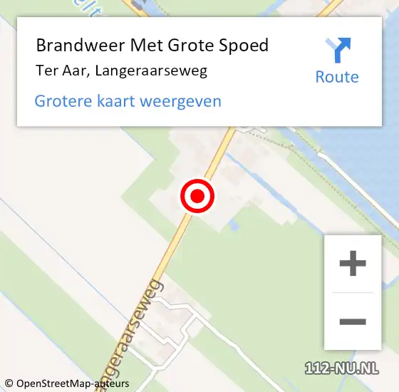 Locatie op kaart van de 112 melding: Brandweer Met Grote Spoed Naar Ter Aar, Langeraarseweg op 17 september 2014 19:37