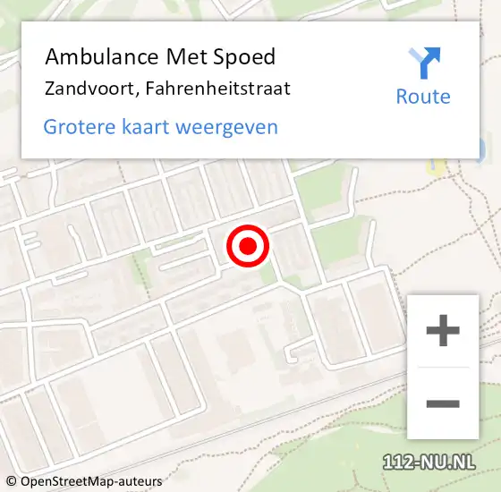 Locatie op kaart van de 112 melding: Ambulance Met Spoed Naar Zandvoort, Fahrenheitstraat op 8 december 2023 10:57