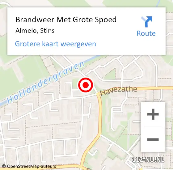 Locatie op kaart van de 112 melding: Brandweer Met Grote Spoed Naar Almelo, Stins op 8 december 2023 11:07