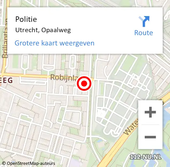 Locatie op kaart van de 112 melding: Politie Utrecht, Opaalweg op 8 december 2023 11:07