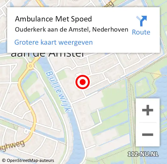 Locatie op kaart van de 112 melding: Ambulance Met Spoed Naar Ouderkerk aan de Amstel, Nederhoven op 8 december 2023 11:10