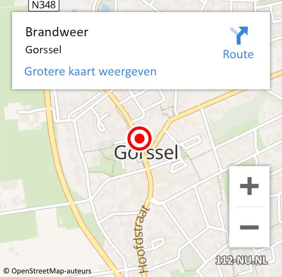 Locatie op kaart van de 112 melding: Brandweer Gorssel op 8 december 2023 11:19