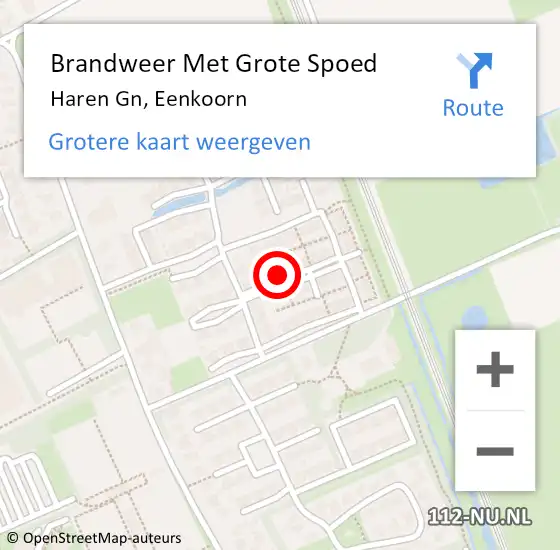 Locatie op kaart van de 112 melding: Brandweer Met Grote Spoed Naar Haren Gn, Eenkoorn op 8 december 2023 11:25