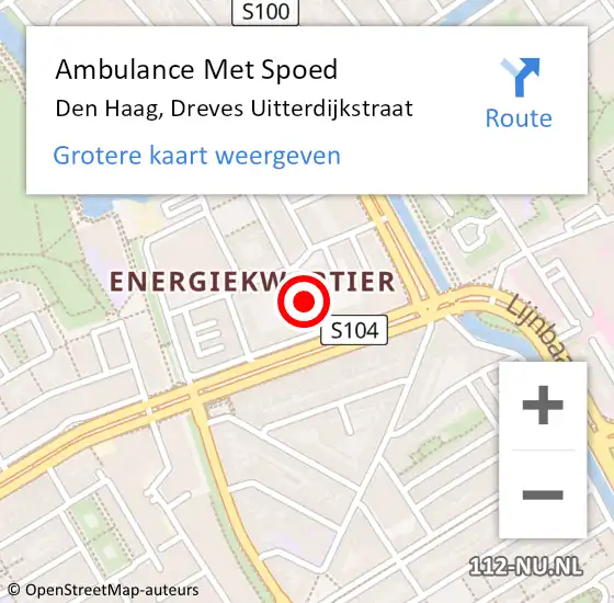 Locatie op kaart van de 112 melding: Ambulance Met Spoed Naar Den Haag, Dreves Uitterdijkstraat op 8 december 2023 11:41