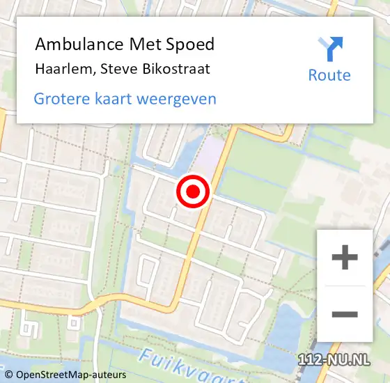 Locatie op kaart van de 112 melding: Ambulance Met Spoed Naar Haarlem, Steve Bikostraat op 8 december 2023 12:05