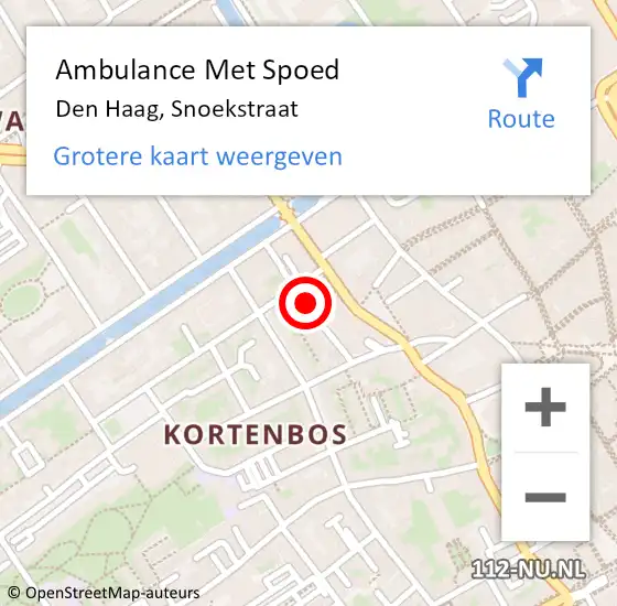 Locatie op kaart van de 112 melding: Ambulance Met Spoed Naar Den Haag, Snoekstraat op 8 december 2023 12:05