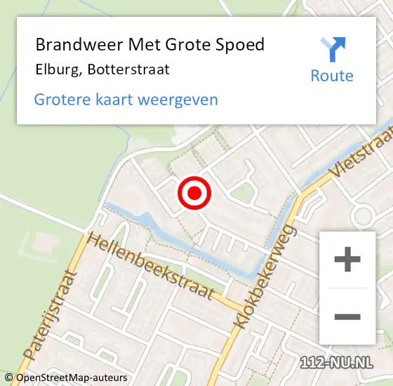 Locatie op kaart van de 112 melding: Brandweer Met Grote Spoed Naar Elburg, Botterstraat op 17 september 2014 19:49