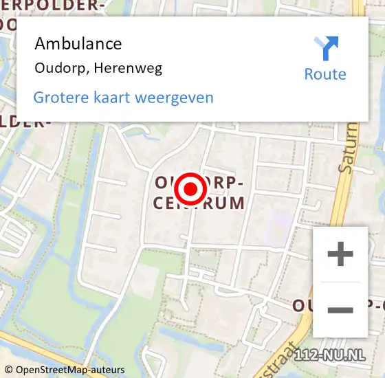 Locatie op kaart van de 112 melding: Ambulance Oudorp, Herenweg op 8 december 2023 12:22