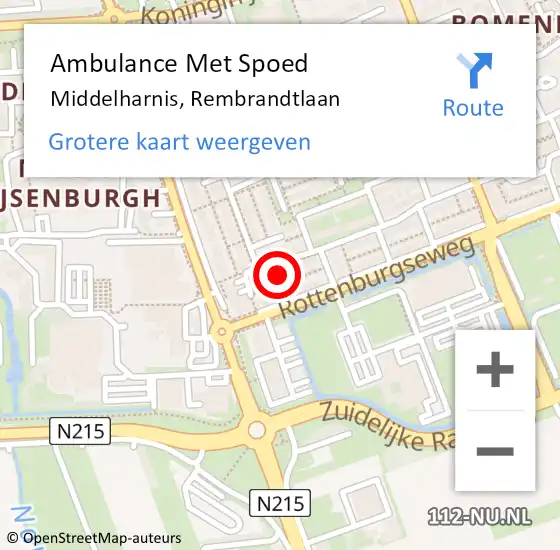 Locatie op kaart van de 112 melding: Ambulance Met Spoed Naar Middelharnis, Rembrandtlaan op 8 december 2023 12:31