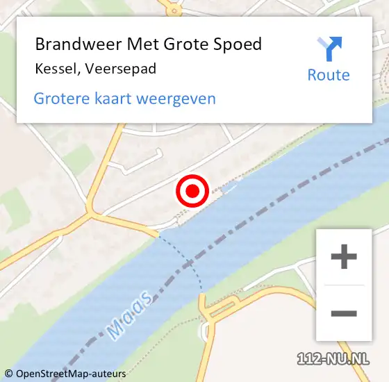 Locatie op kaart van de 112 melding: Brandweer Met Grote Spoed Naar Kessel, Veersepad op 8 december 2023 12:49