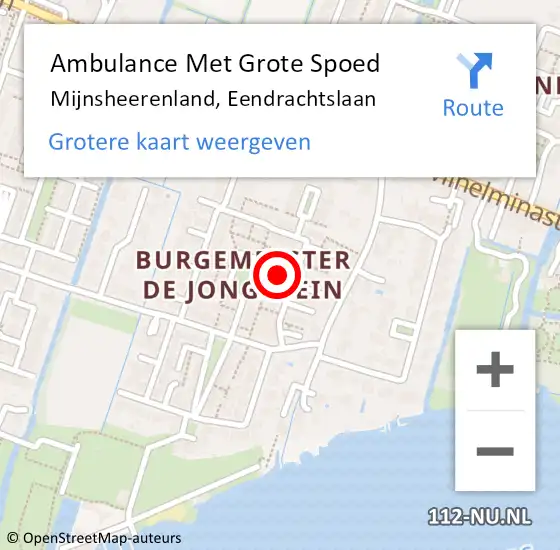 Locatie op kaart van de 112 melding: Ambulance Met Grote Spoed Naar Mijnsheerenland, Eendrachtslaan op 8 december 2023 12:52