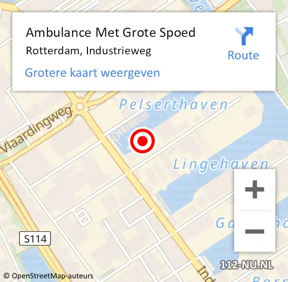 Locatie op kaart van de 112 melding: Ambulance Met Grote Spoed Naar Rotterdam, Industrieweg op 8 december 2023 13:10