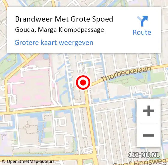 Locatie op kaart van de 112 melding: Brandweer Met Grote Spoed Naar Gouda, Marga Klompépassage op 8 december 2023 13:35