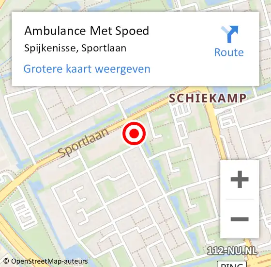 Locatie op kaart van de 112 melding: Ambulance Met Spoed Naar Spijkenisse, Sportlaan op 8 december 2023 13:57