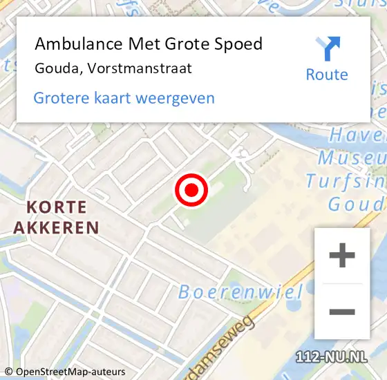 Locatie op kaart van de 112 melding: Ambulance Met Grote Spoed Naar Gouda, Vorstmanstraat op 8 december 2023 14:04