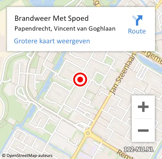 Locatie op kaart van de 112 melding: Brandweer Met Spoed Naar Papendrecht, Vincent van Goghlaan op 8 december 2023 14:15