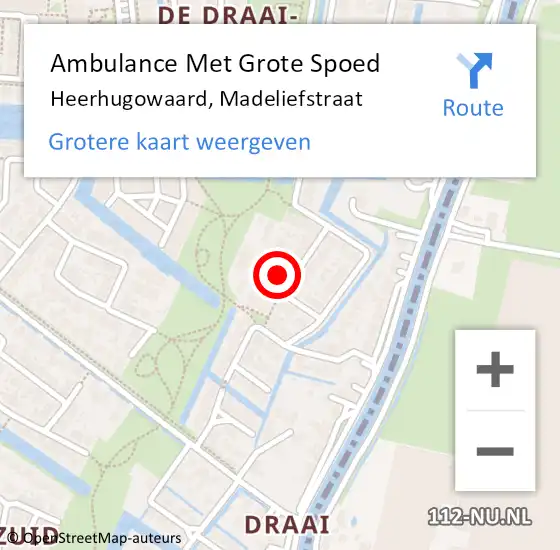 Locatie op kaart van de 112 melding: Ambulance Met Grote Spoed Naar Heerhugowaard, Madeliefstraat op 8 december 2023 15:04