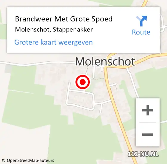 Locatie op kaart van de 112 melding: Brandweer Met Grote Spoed Naar Molenschot, Stappenakker op 8 december 2023 15:10