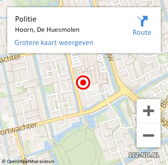 Locatie op kaart van de 112 melding: Politie Hoorn, De Huesmolen op 8 december 2023 15:31
