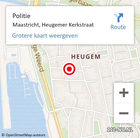 Locatie op kaart van de 112 melding: Politie Maastricht, Heugemer Kerkstraat op 8 december 2023 15:33