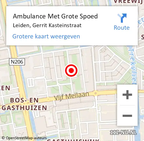 Locatie op kaart van de 112 melding: Ambulance Met Grote Spoed Naar Leiden, Gerrit Kasteinstraat op 8 december 2023 15:39
