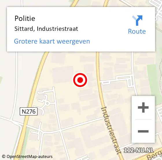 Locatie op kaart van de 112 melding: Politie Sittard, Industriestraat op 8 december 2023 15:49