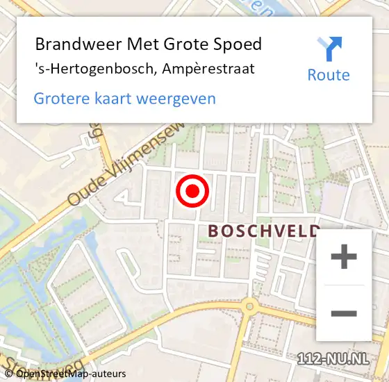 Locatie op kaart van de 112 melding: Brandweer Met Grote Spoed Naar 's-Hertogenbosch, Ampèrestraat op 8 december 2023 16:29