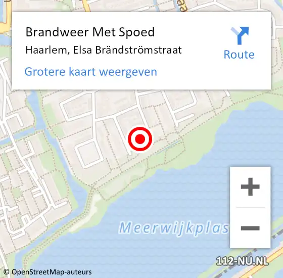 Locatie op kaart van de 112 melding: Brandweer Met Spoed Naar Haarlem, Elsa Brändströmstraat op 8 december 2023 16:32