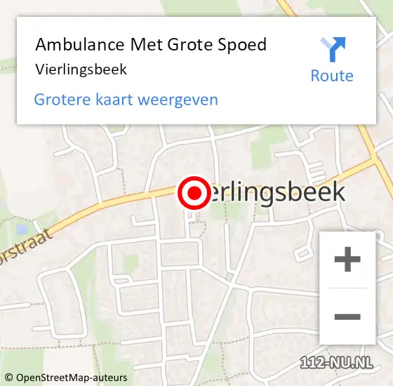 Locatie op kaart van de 112 melding: Ambulance Met Grote Spoed Naar Vierlingsbeek op 8 december 2023 16:34