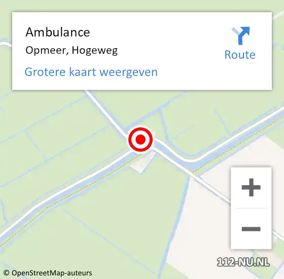 Locatie op kaart van de 112 melding: Ambulance Opmeer, Hogeweg op 8 december 2023 16:56