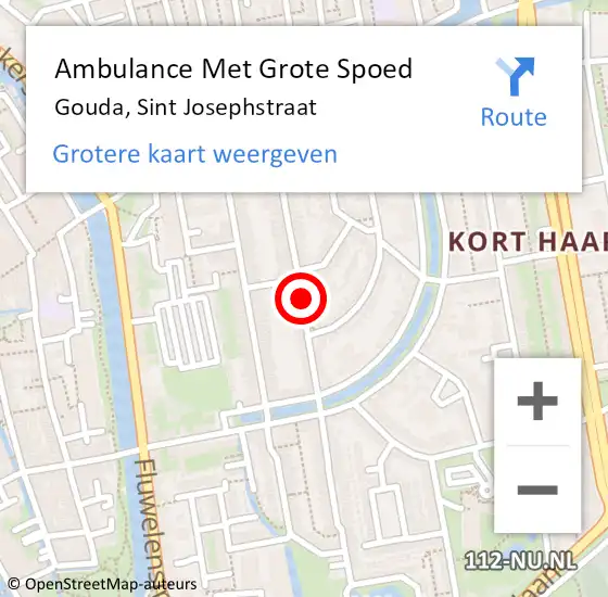 Locatie op kaart van de 112 melding: Ambulance Met Grote Spoed Naar Gouda, Sint Josephstraat op 8 december 2023 17:06