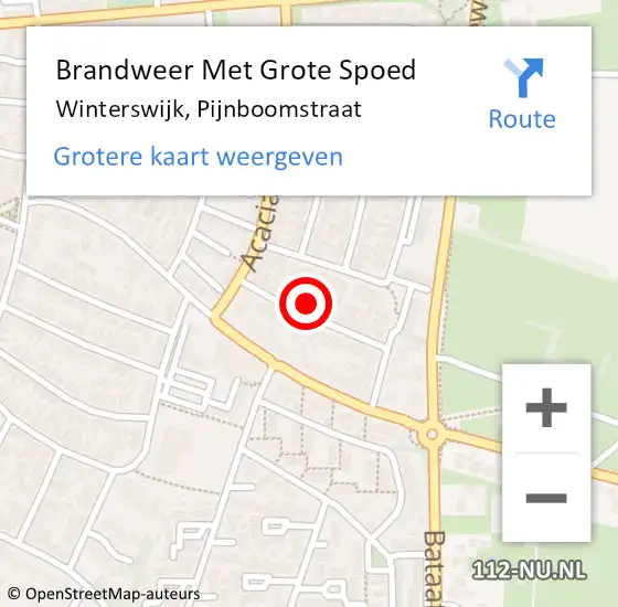 Locatie op kaart van de 112 melding: Brandweer Met Grote Spoed Naar Winterswijk, Pijnboomstraat op 8 december 2023 17:26