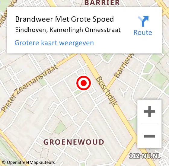 Locatie op kaart van de 112 melding: Brandweer Met Grote Spoed Naar Eindhoven, Kamerlingh Onnesstraat op 8 december 2023 17:27