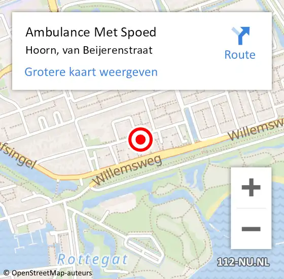 Locatie op kaart van de 112 melding: Ambulance Met Spoed Naar Hoorn, van Beijerenstraat op 8 december 2023 17:55