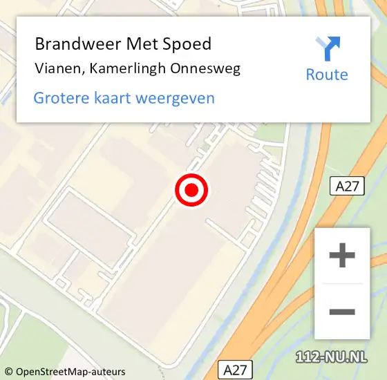 Locatie op kaart van de 112 melding: Brandweer Met Spoed Naar Vianen, Kamerlingh Onnesweg op 8 december 2023 18:13