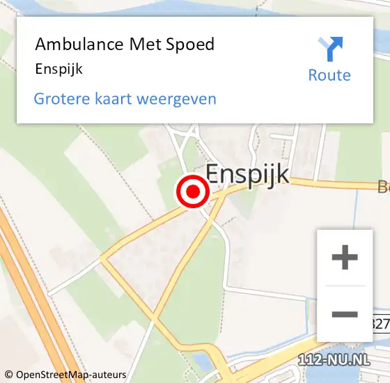 Locatie op kaart van de 112 melding: Ambulance Met Spoed Naar Enspijk op 8 december 2023 18:21