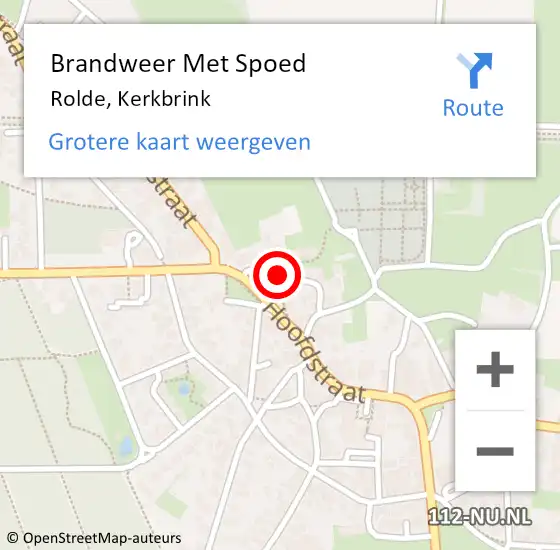 Locatie op kaart van de 112 melding: Brandweer Met Spoed Naar Rolde, Kerkbrink op 8 december 2023 18:23