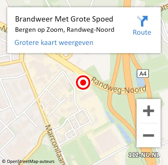 Locatie op kaart van de 112 melding: Brandweer Met Grote Spoed Naar Bergen op Zoom, Randweg-Noord op 8 december 2023 18:35