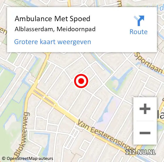 Locatie op kaart van de 112 melding: Ambulance Met Spoed Naar Alblasserdam, Meidoornpad op 8 december 2023 18:54